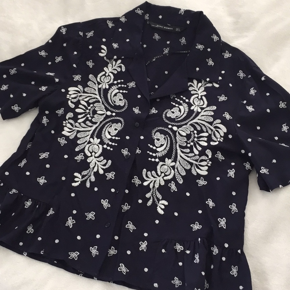 Zara Woman short sleeved peplum top